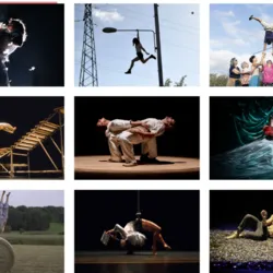 Montage mit mehreren zeitgenössischen Zirkusshows, die im Rahmen der L'Européenne de Cirques 2026 aufgeführt werden: Akrobatik, Luftartistik, Balanceakte, Hebefiguren, visuelle Kreationen und internationale künstlerische Darbietungen in Balma und Toul