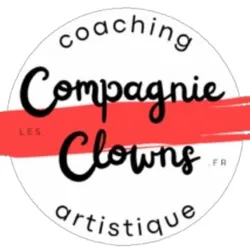 Logo der Compagnie Les Clowns, einer von Istvan Van Heuverzwyn geleiteten Organisation für künstlerische Ausbildung, die Clownerie-Workshops, Bühnenpräsenztraining, künstlerisches Coaching und kostenlose Tanzworkshops in Lille und Paris anbietet.