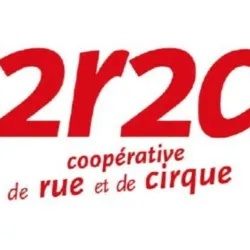 Logo van de Coopérative De Rue et De Cirque (2r2c), een Parijse organisatie die zich toelegt op straatkunst en circus, en die de workshops en voorstellingen organiseert die worden aangeboden in RueWATT in het 13e arrondissement van Parijs.