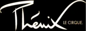 Offizielles Logo von Cirque Phénix auf schwarzem Hintergrund mit der grafischen Signatur "Phénix Le Cirque".
