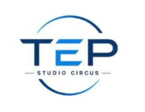 Official logo of TEP Studio Circus – Tous en Piste, a circus arts school located in Tourrette-Levens near Nice.