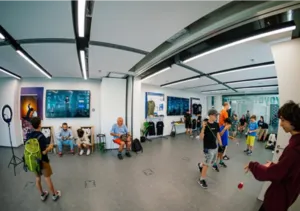 Participants practicing with their yo-yos in the reception area of the World Yo-Yo Contest 2026 before the competitions.