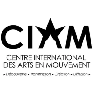 Black and white logo of CIAM (International Centre for Arts in Motion) with the words Discovery, Transmission, Creation and Dissemination, representing the visual identity of the circus arts training centre in Aix-en-Provence.