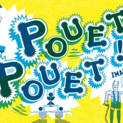 Visual of the exhibition "POUET POUET! Circus Images", mixing graphic illustrations, colorful typography and references to contemporary circus arts presented at La Cascade.