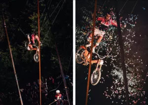 Moto volante et acrobaties vertigineuses