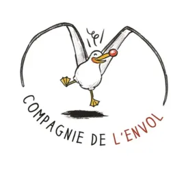 Logo van Compagnie de l'Envol, een clowngezelschap in de regio Drôme dat clownworkshops organiseert in Saillans en de omgeving van Crest.