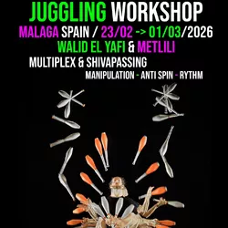 Personne jonglant avec tellement trop de massues ! Effet visuel sur fond noir avec tous les détails principaux du stage